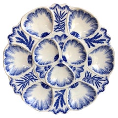 plaque d'huître bleu et blanc du 19ème siècle Vieillard Bordeaux