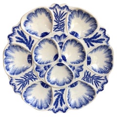 19th Century Blue and White Oyster Plate Vieillard Bordeaux