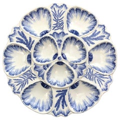 19th Century Blue and White Oyster Plate Vieillard Bordeaux