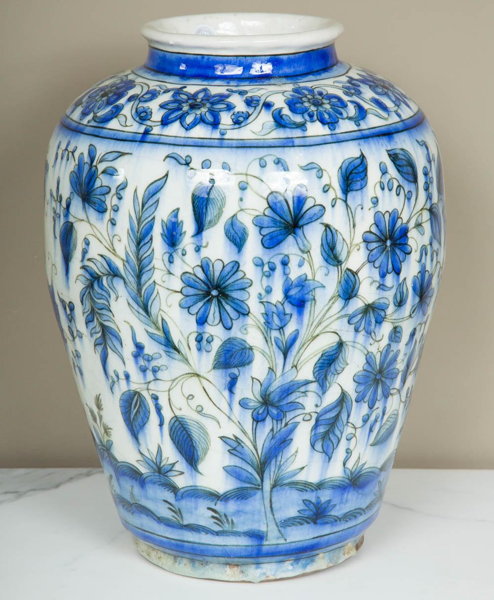 19th Century Blue and White Persian Qajar Ceramic Vase 3