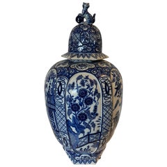 19th Century Blue and White Porcelain Jar with Lid, Marked