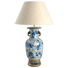 Antique 19th Century Blue and White Porcelain Vase Lamp
