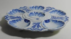 19th Century Blue and White Seaweeds Oyster Plate Bordeaux