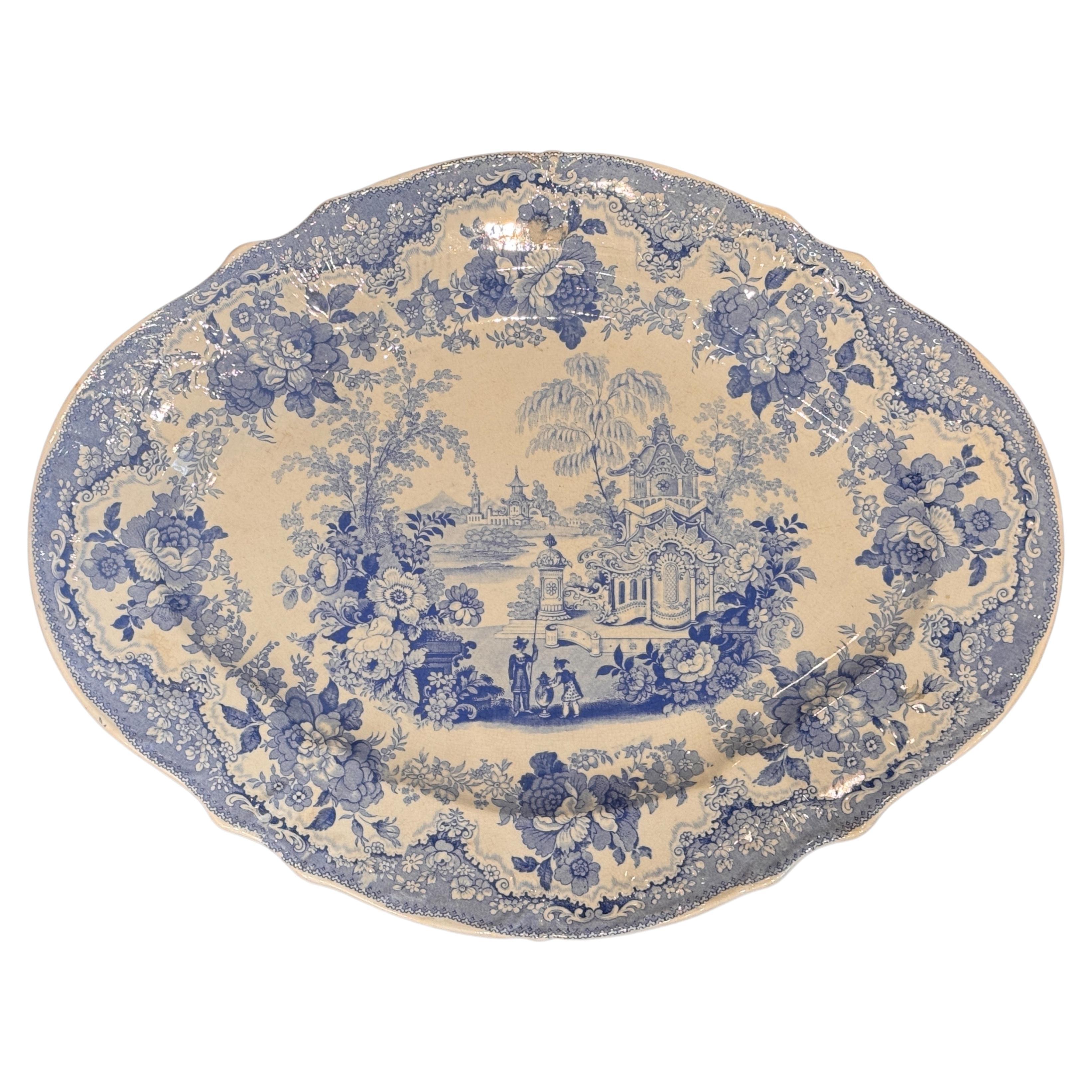 19th Century Blue and White Transferware Platter
