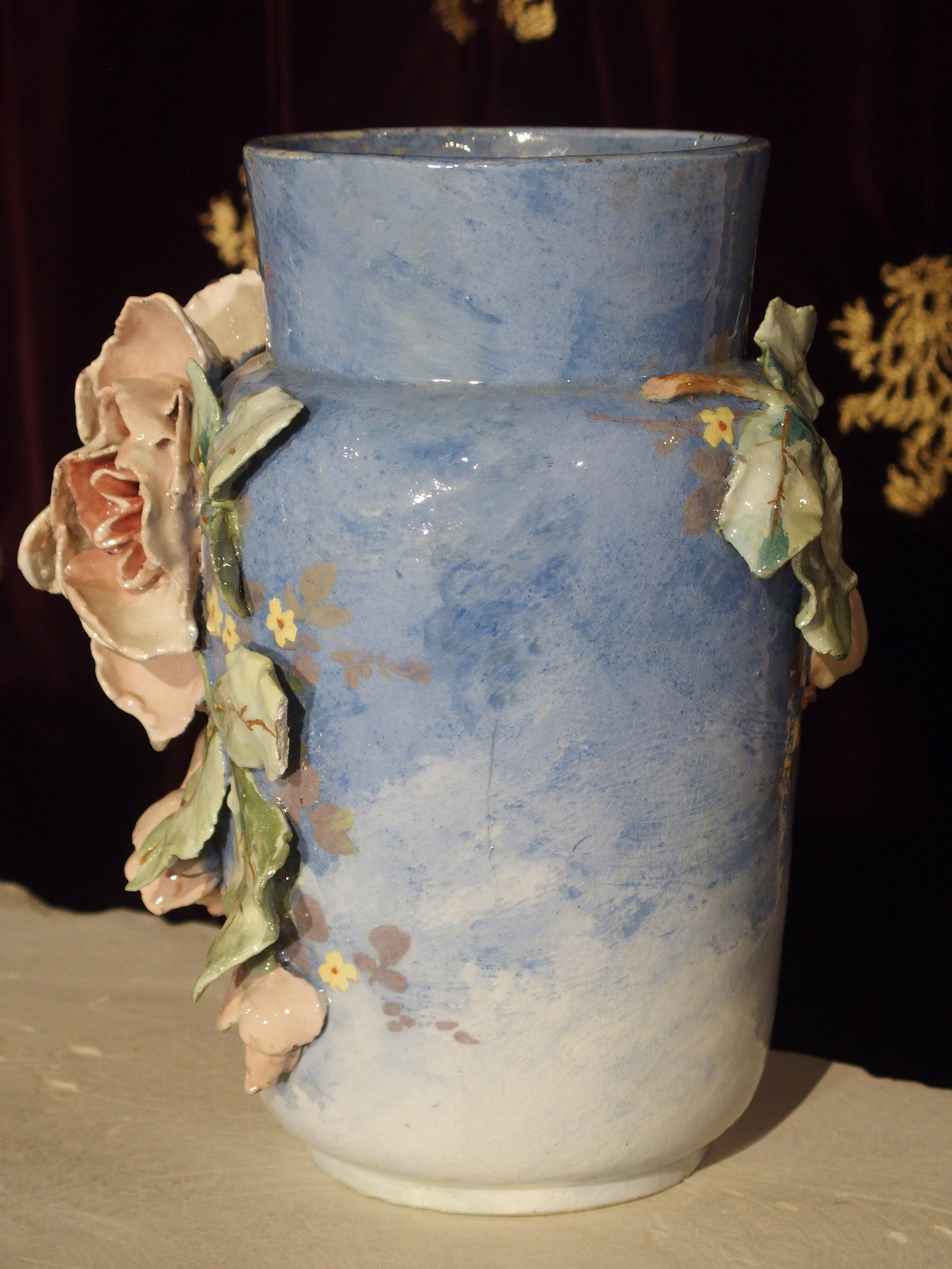 vase Barbotine bleu du 19ème siècle:: France:: Edouard Gilles 2