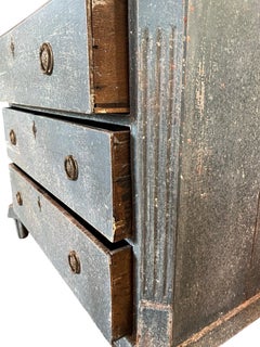 19th Century Blue Dutch Gustavian Style Commode In Oak