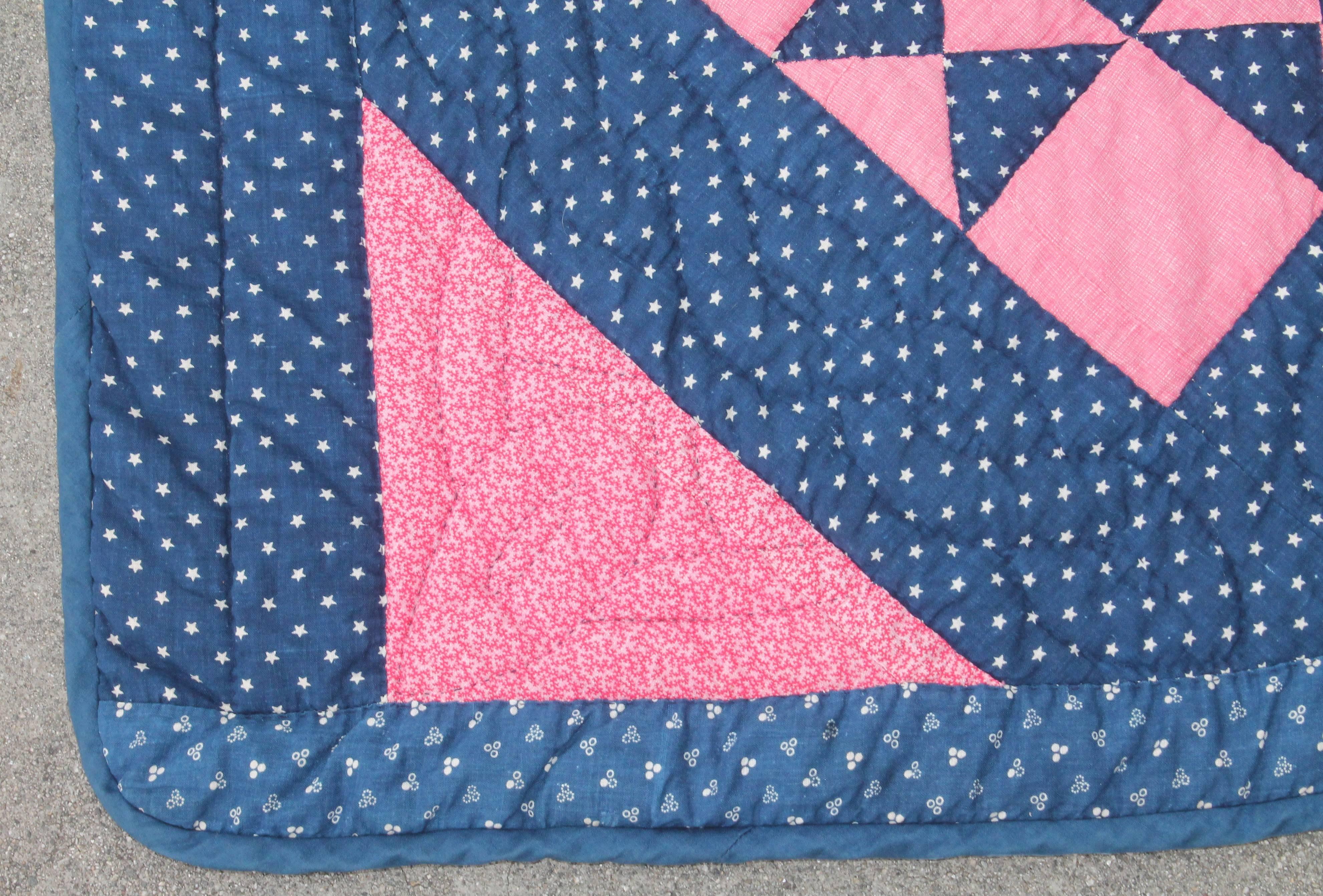 Other 19th Century Blue Eight Point Star Quilt