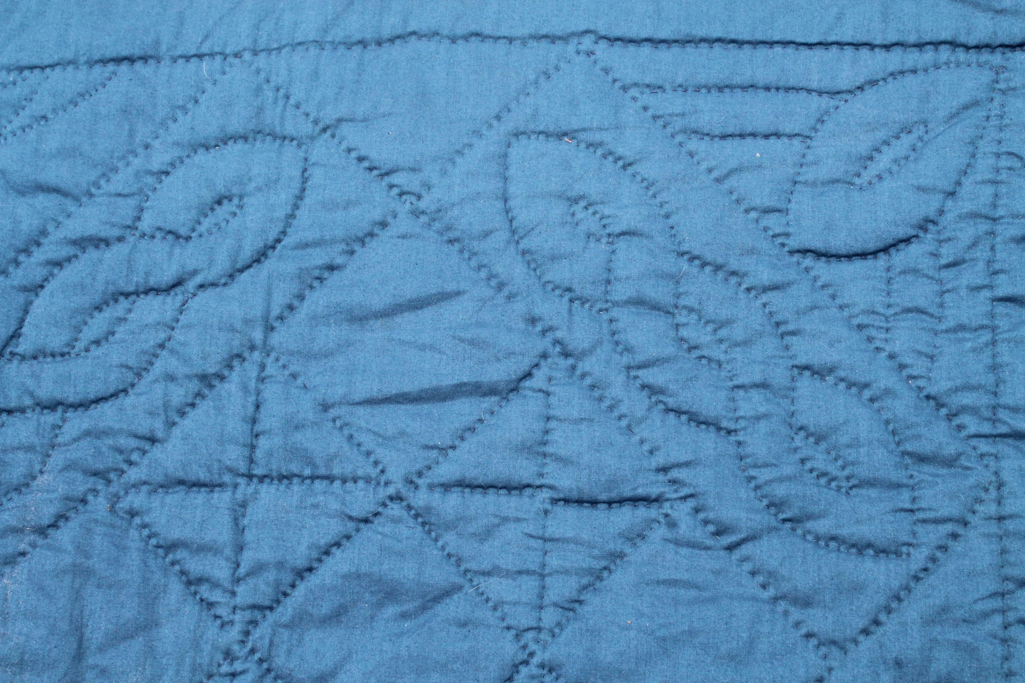 Cotton 19th Century Blue Eight Point Star Quilt