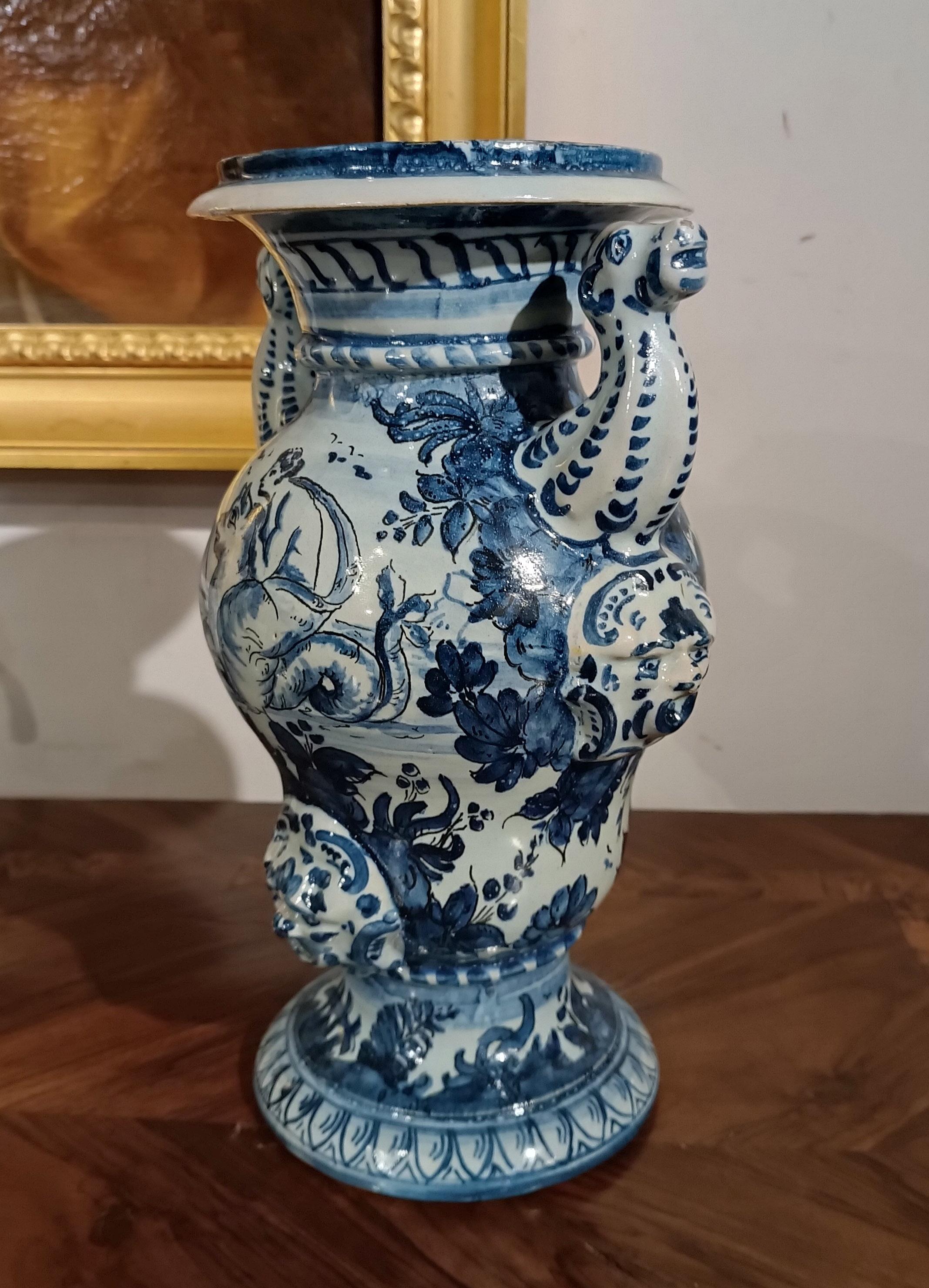 Hand-Crafted 19th CENTURY BLUE FAMILY MAJOLICA POURER