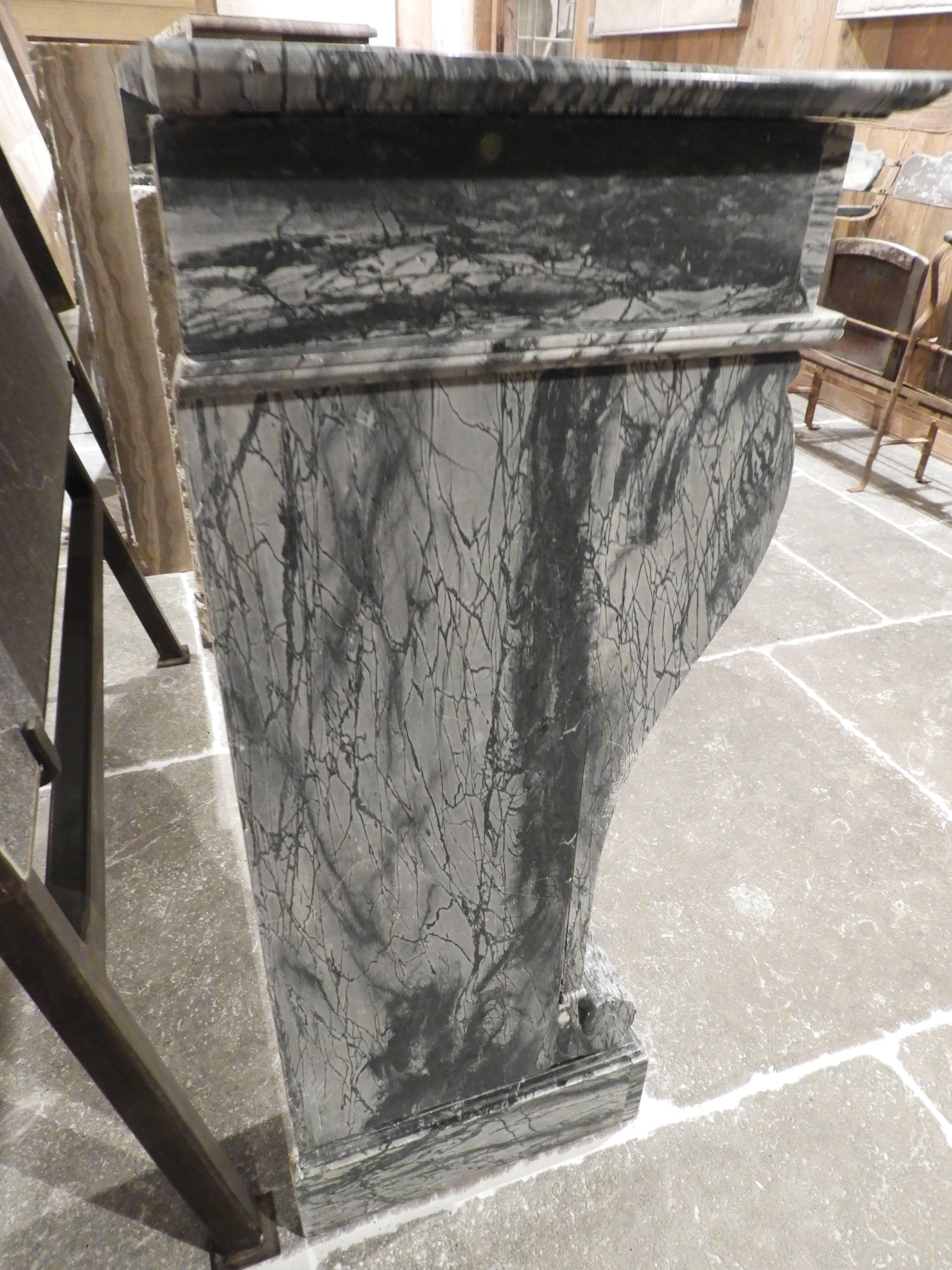 19th Century Blue Fleuri Empire Marble Fireplace  For Sale 4