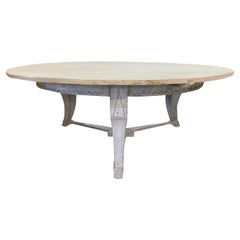 19th Century Blue-Grey Italian Antique Round Pinewood Table