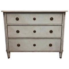 19th Century Swedish Gustavian Oak Chest - Antique Scandinavian Marble Commode