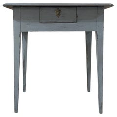 Used 19th Century Blue-Grey Swedish Gustavian Side Table - Scandinavian Kitchen Table