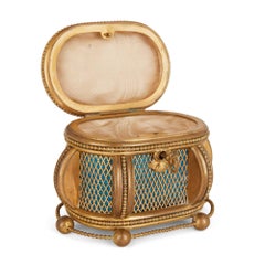 19th Century Blue Guilloché Enamel and Gilt-Metal Casket