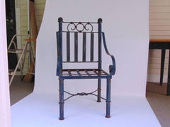Dark Blue Metal 19th Century American Garden Chair