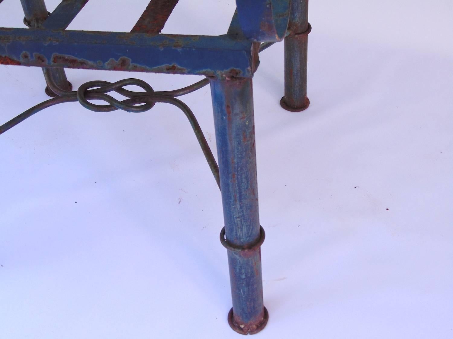 Dark Blue Metal 19th Century American Garden Chair For Sale 1