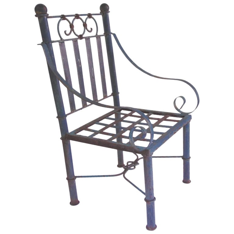 19th Century Blue Metal American Garden Chair For Sale At 1stdibs