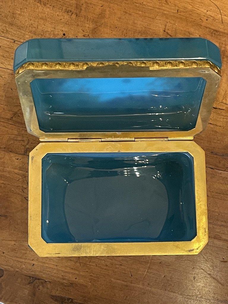 Beaux Arts 19th Century Blue Opaline Box