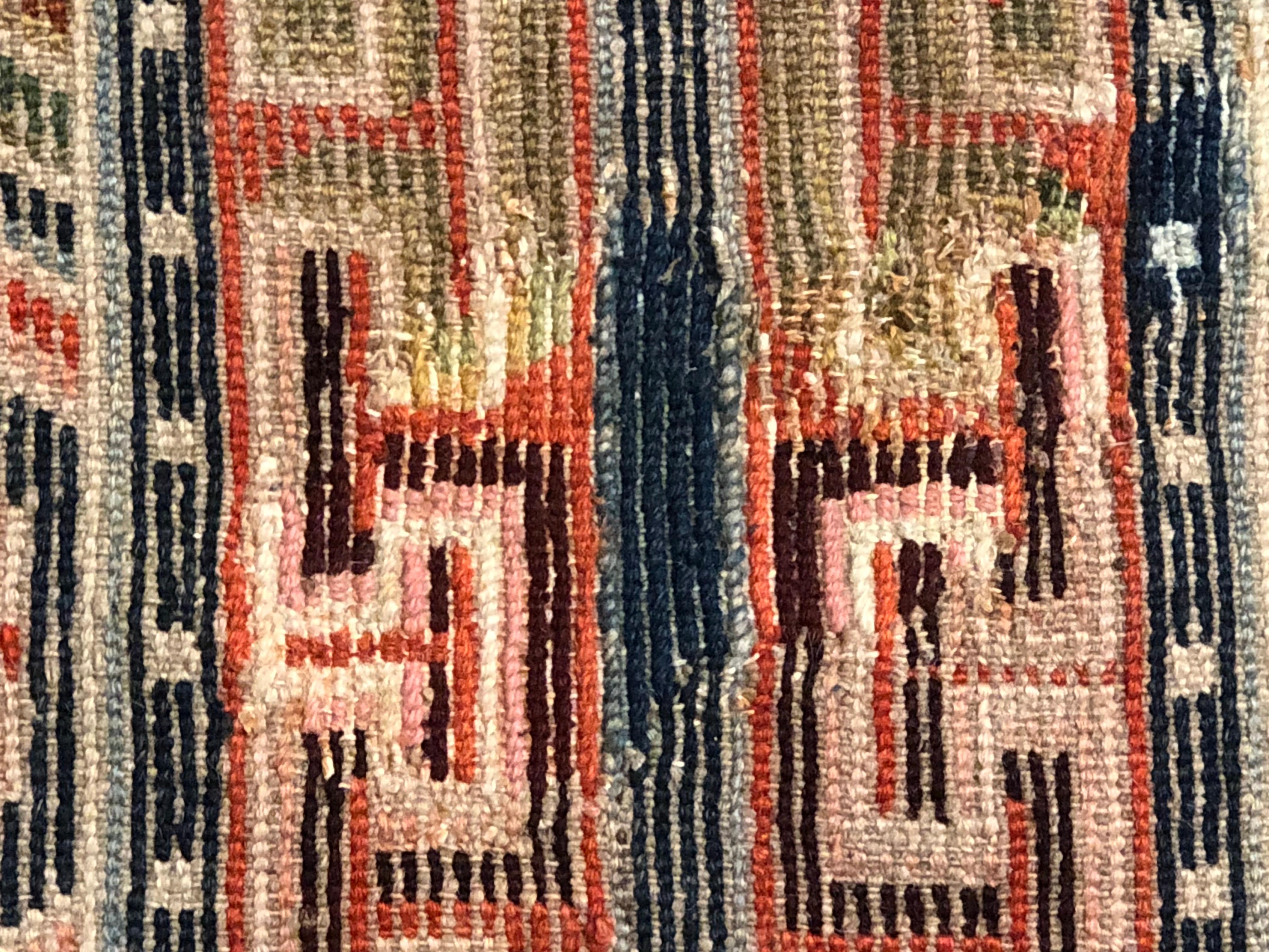 19th Century Blue, Orange and White Kyongde Runner Rug from Tibet, Khaden For Sale 4