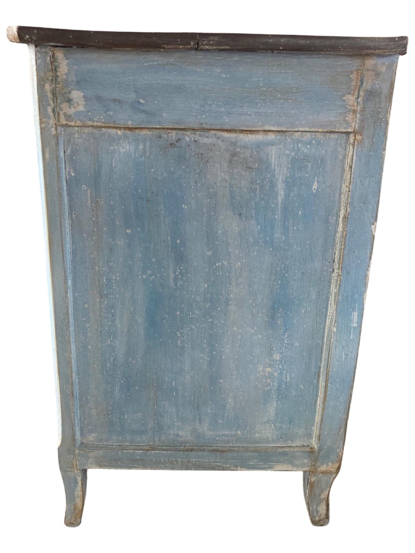 19th Century Blue Painted Italian Walnut Chest of Drawers 1