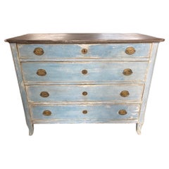 19th Century Blue Painted Italian Walnut Chest of Drawers