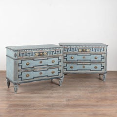 19th Century Blue Painted Swedish Gustavian Chest of Drawers