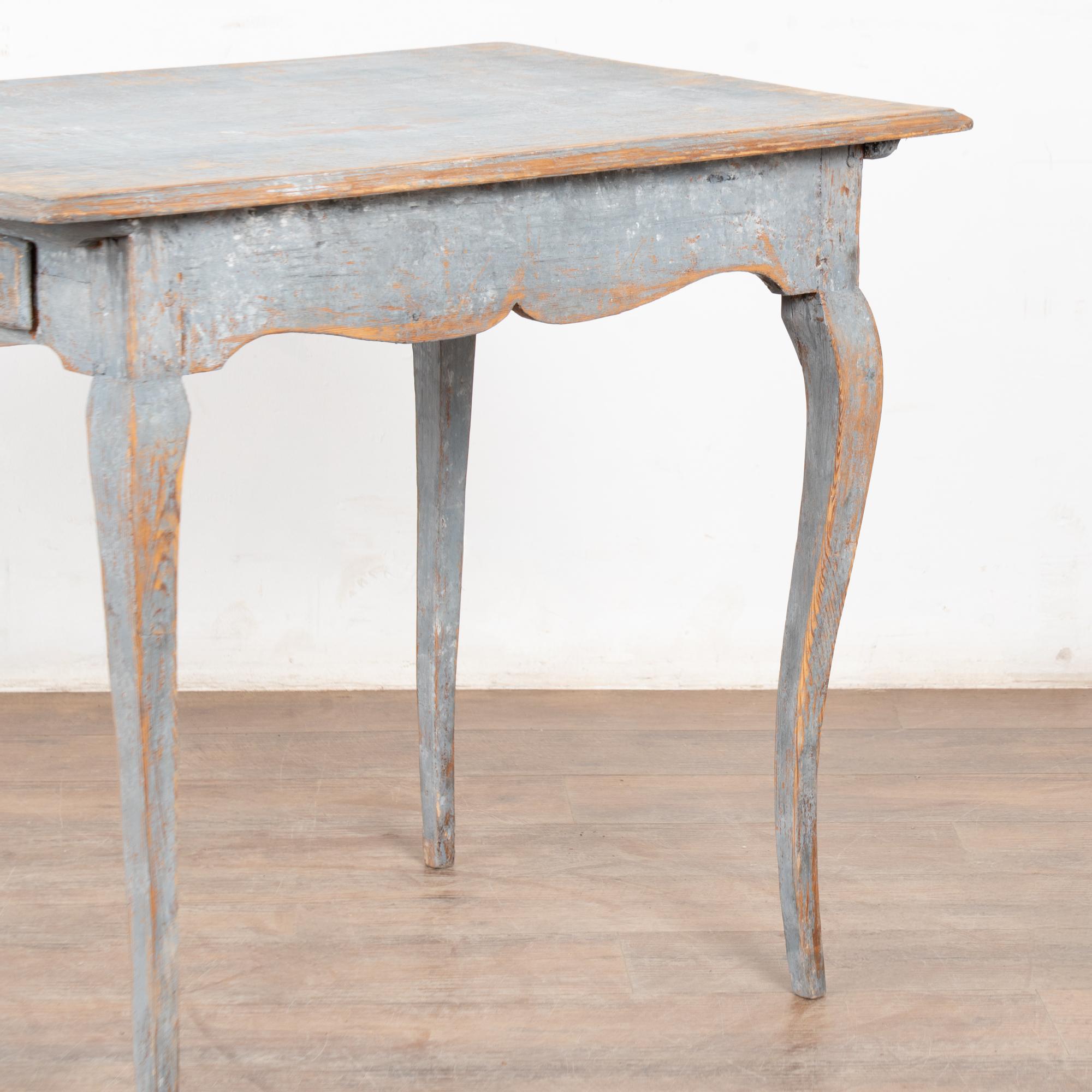 19th Century Blue Painted Swedish Pine Side Table with Drawer For Sale 6