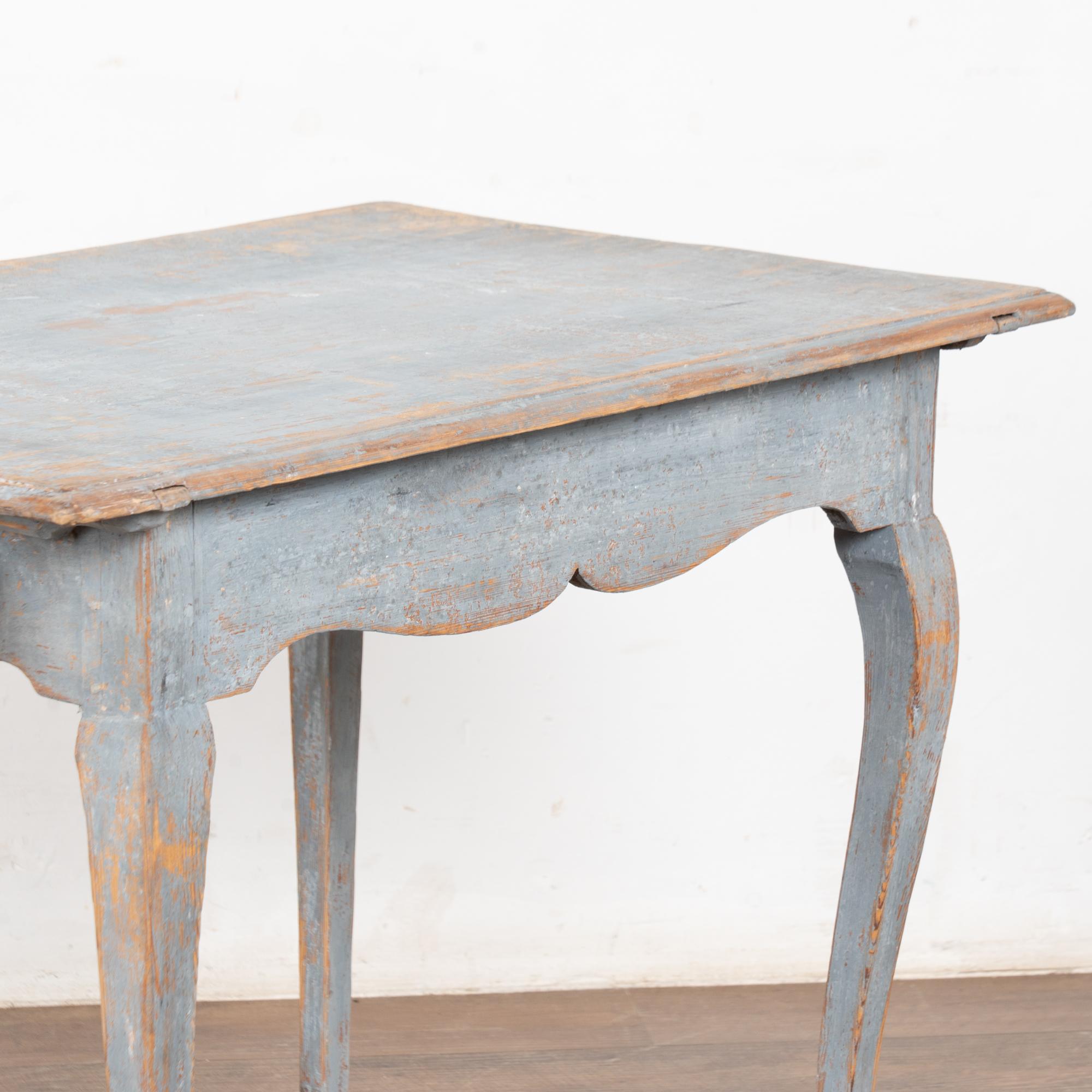 19th Century Blue Painted Swedish Pine Side Table with Drawer For Sale 7
