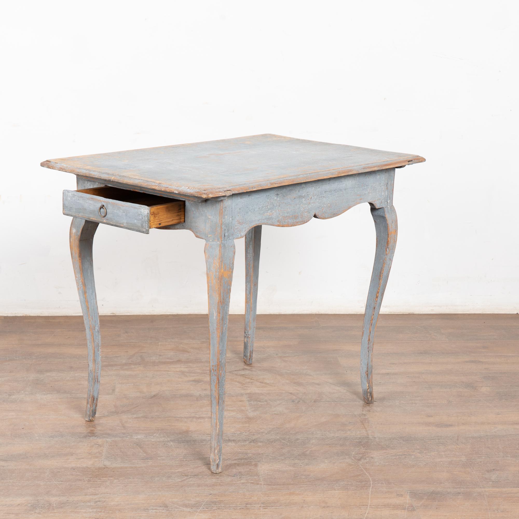 19th Century Blue Painted Swedish Pine Side Table with Drawer For Sale 9