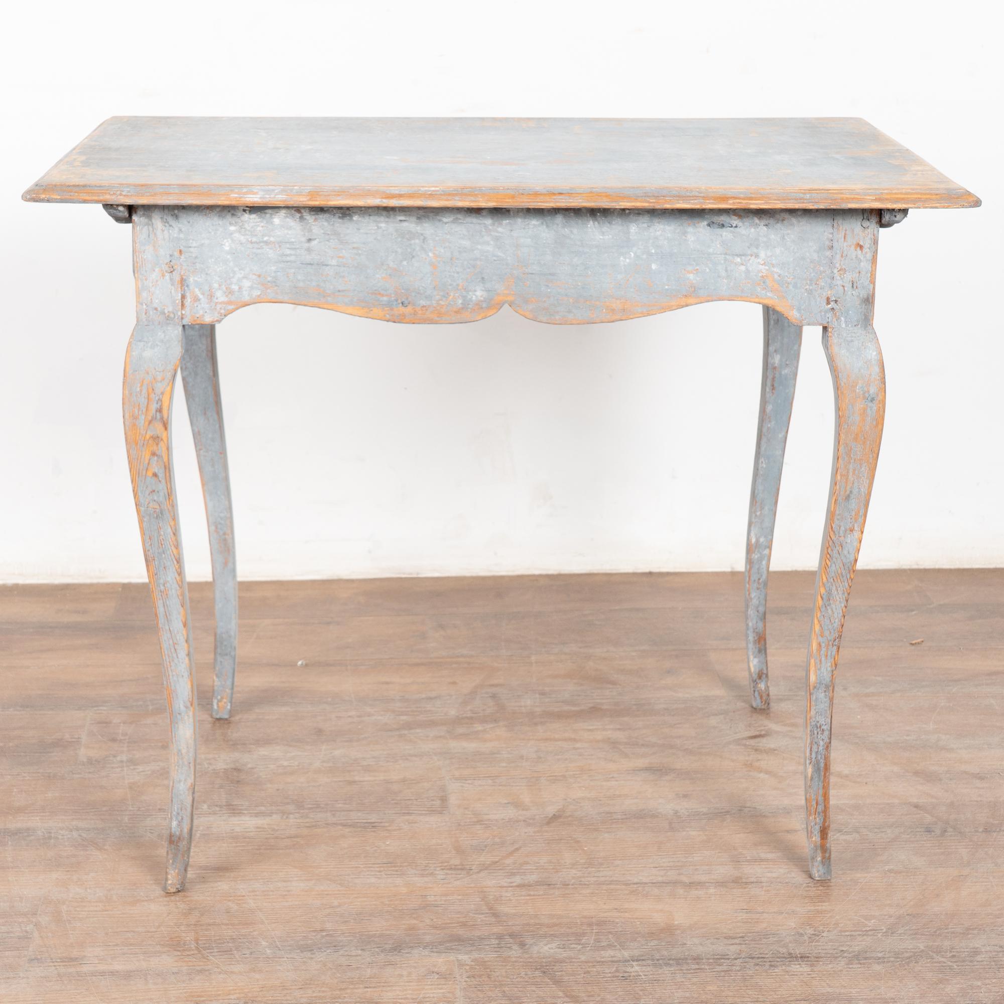 Country 19th Century Blue Painted Swedish Pine Side Table with Drawer For Sale