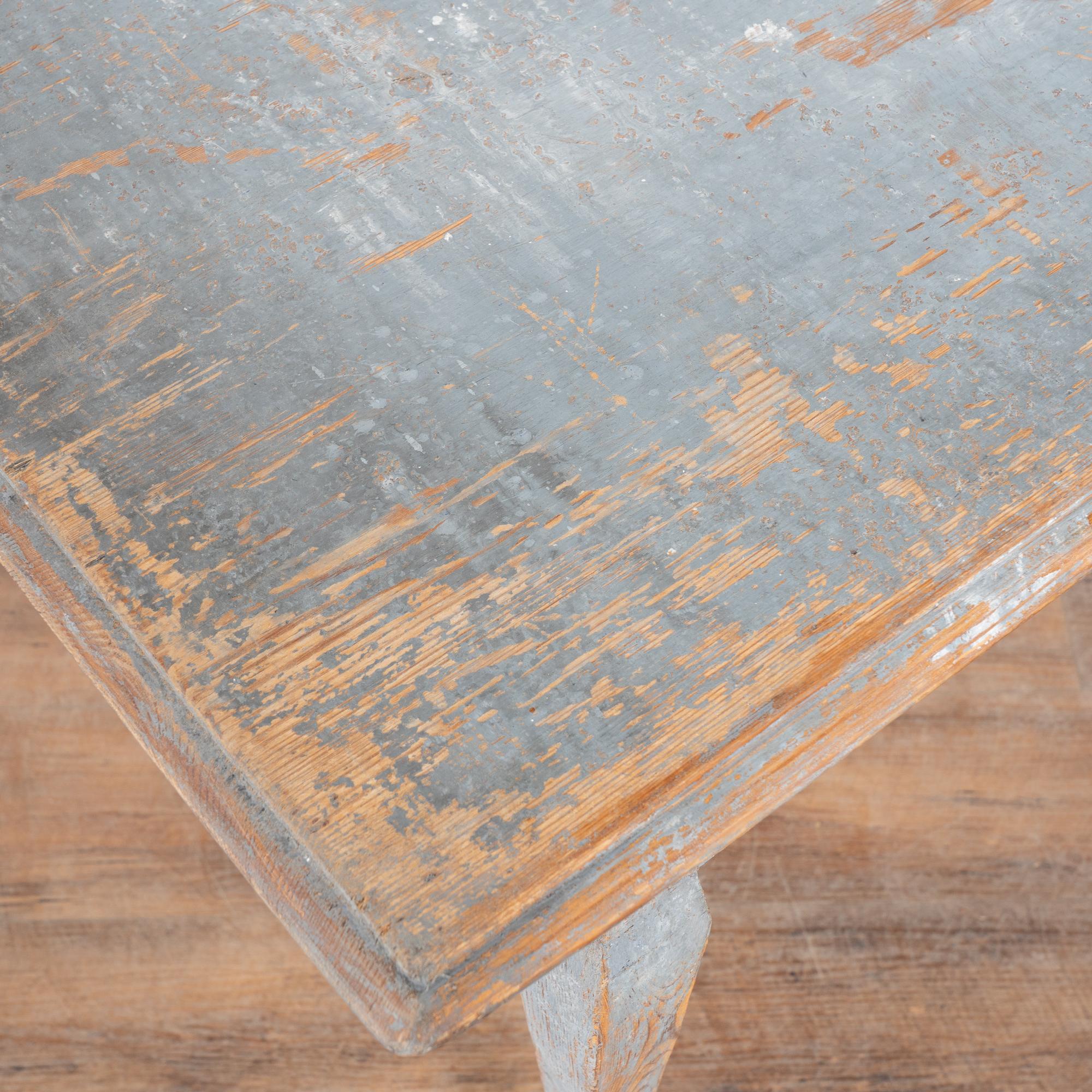 19th Century Blue Painted Swedish Pine Side Table with Drawer For Sale 3