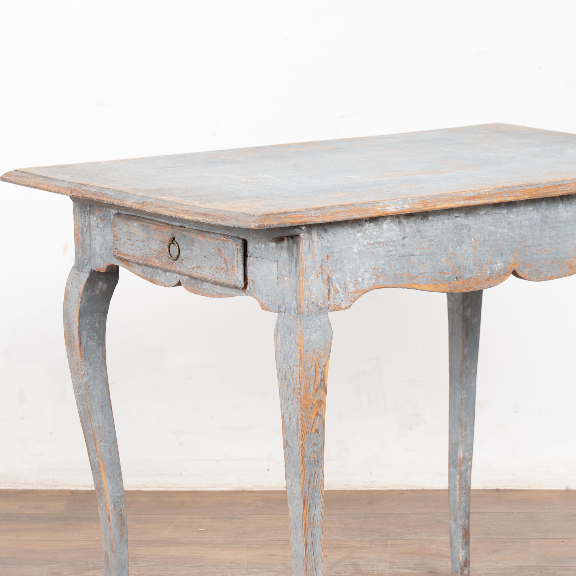 19th Century Blue Painted Swedish Pine Side Table with Drawer For Sale 4