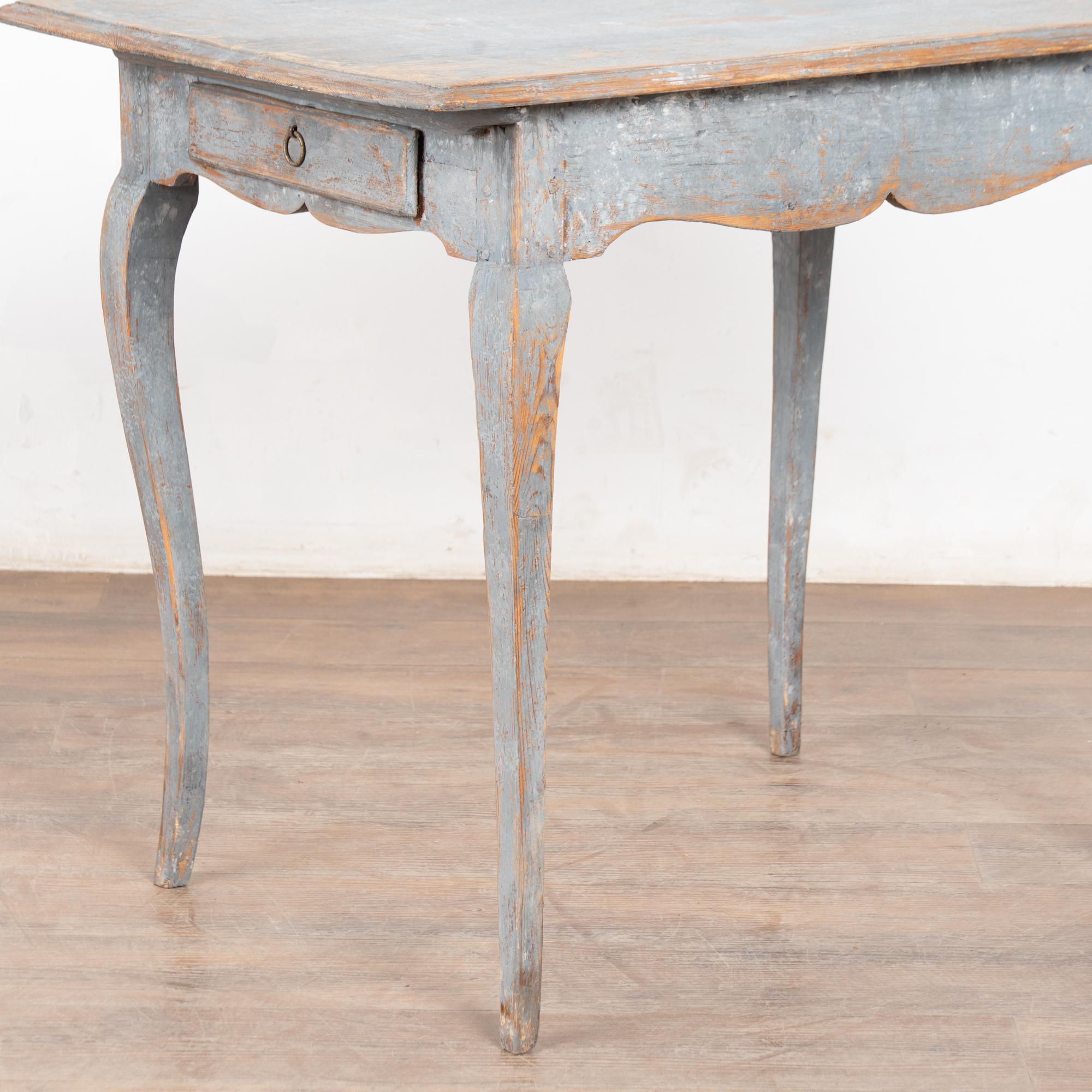 19th Century Blue Painted Swedish Pine Side Table with Drawer For Sale 5