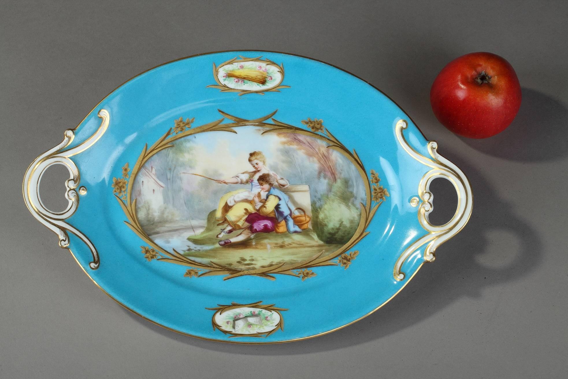 Porcelaine Tasse en porcelaine bleue du 19ème siècle de style Sèvres en vente