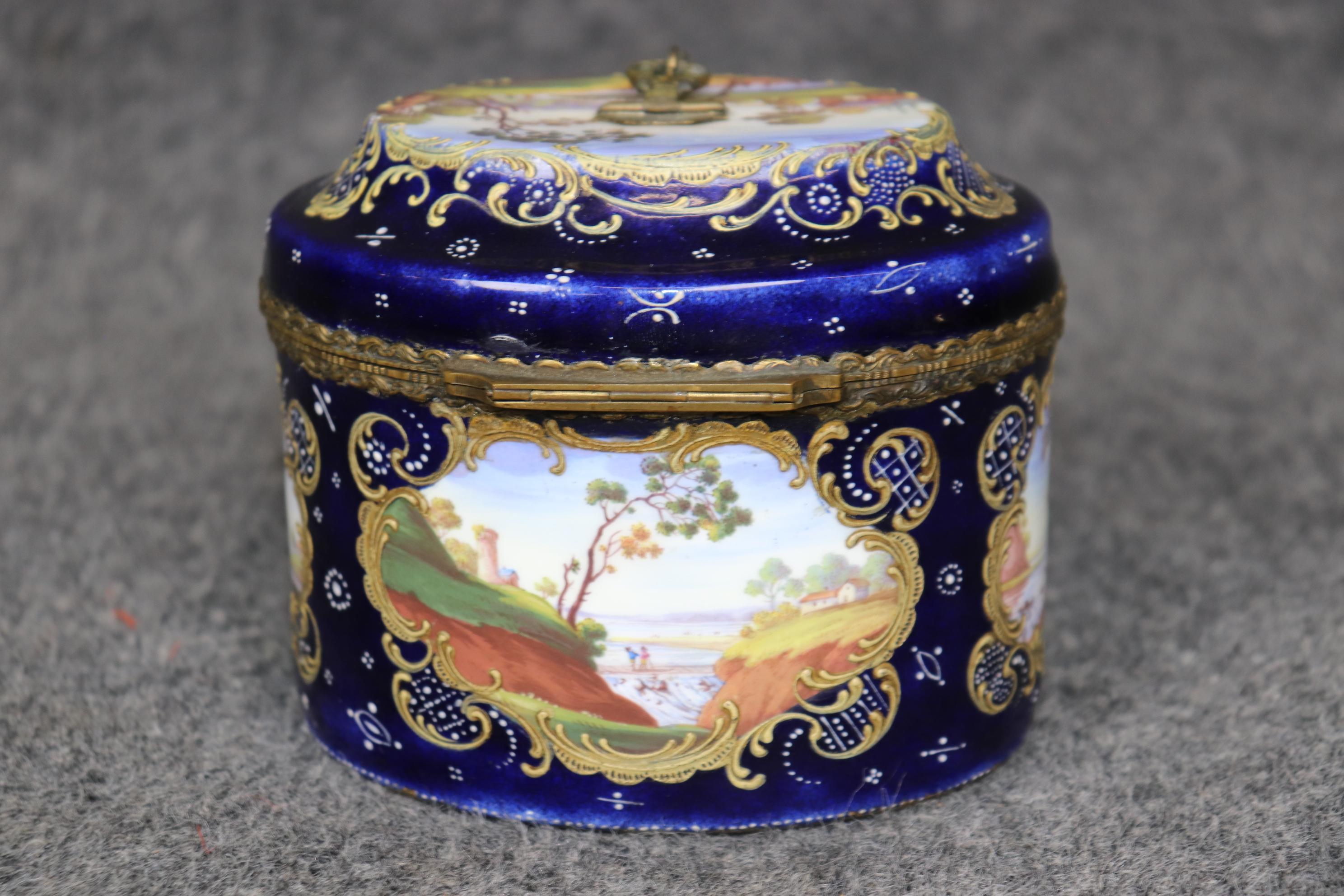 German 19th Century Blue Royal Vienna Porcelain Jewelry Casket For Sale