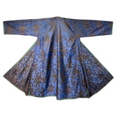 19th Century Blue Silk Brocade Chapan