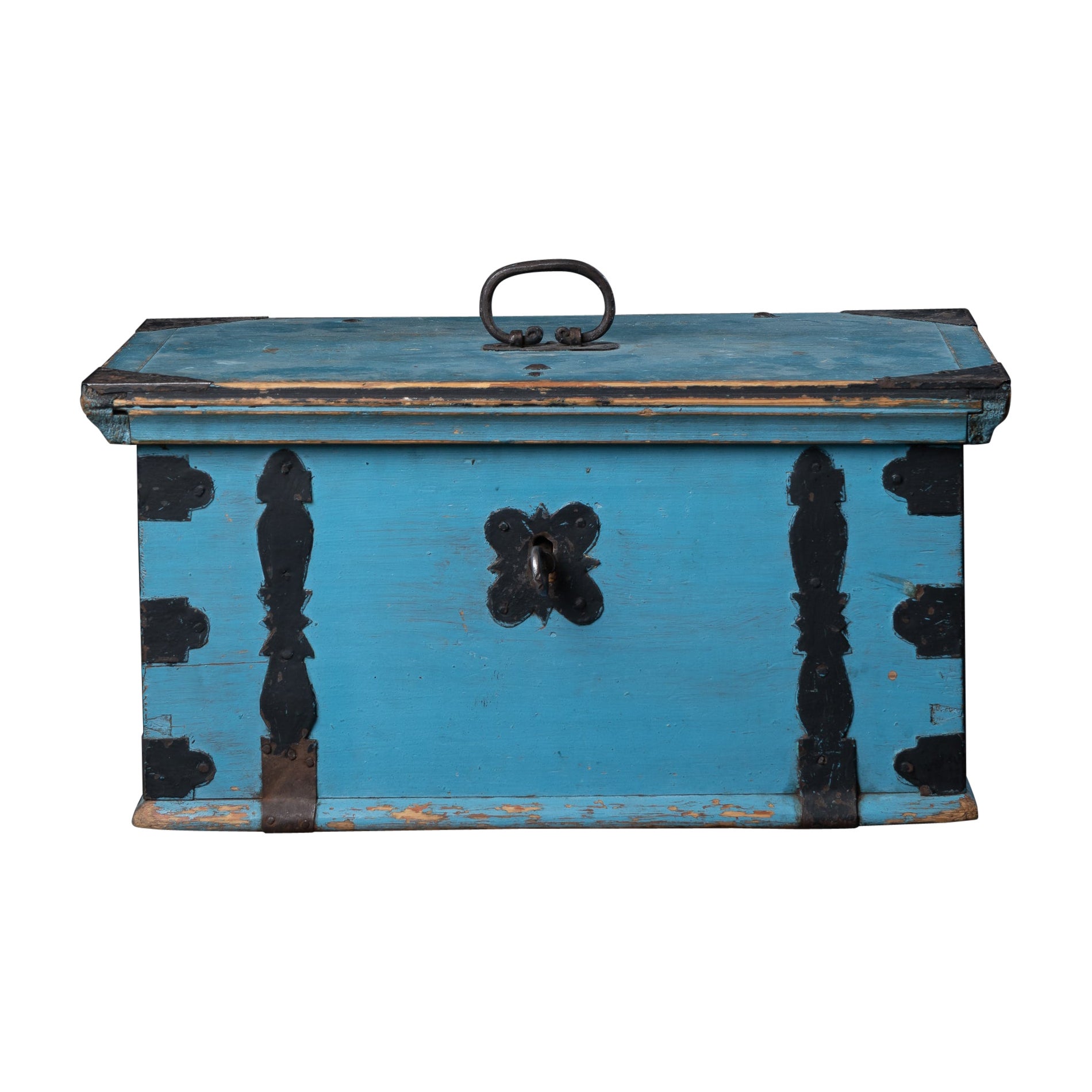 19th Century Blue Swedish Folk Art Chest or Box