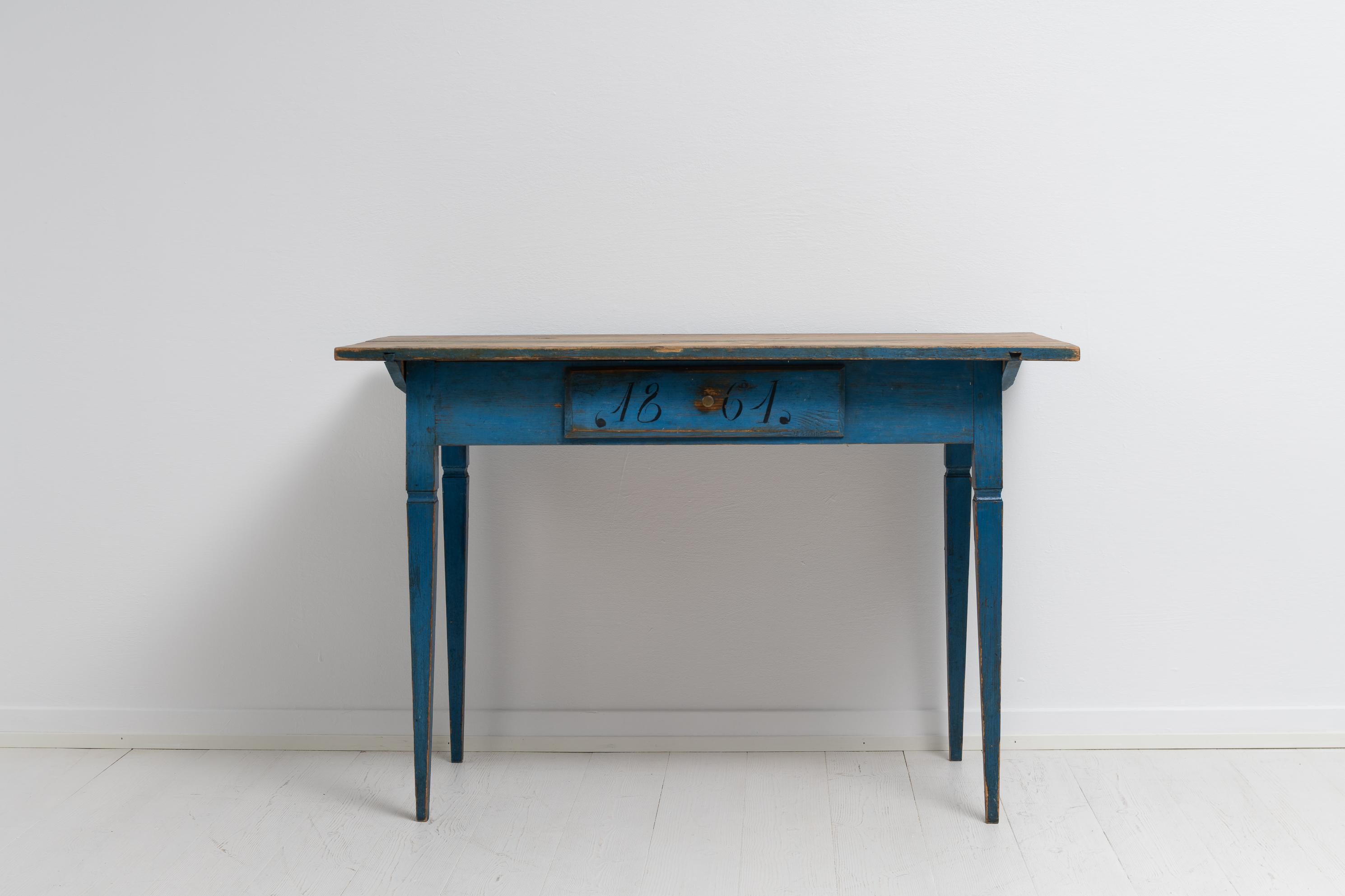 Genuine Antique Blue Swedish Gustavian Style Country Pine Desk Table For Sale 6