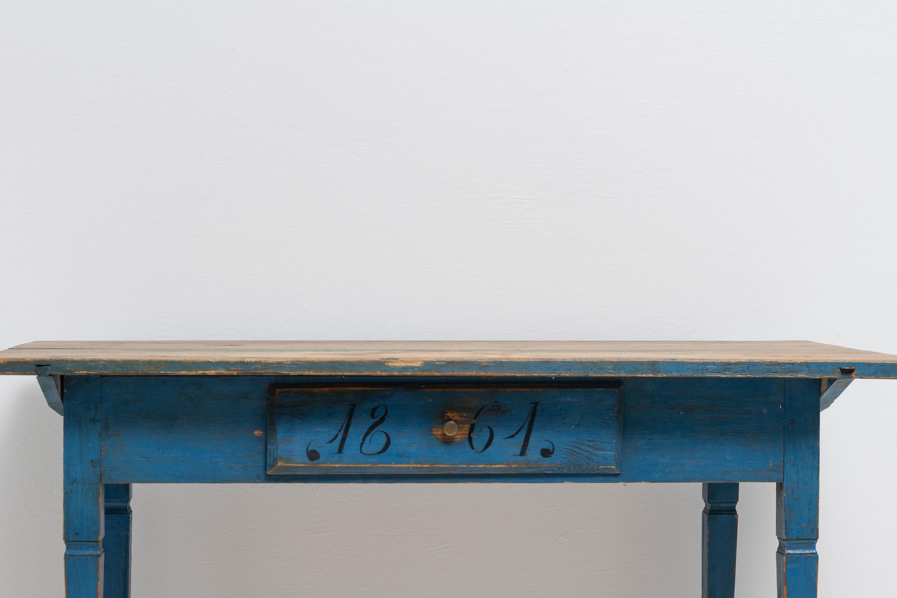Antiker blauer schwedischer Schreibtisch aus Kiefernholz im Gustavianischen Stil, Gustavianischer Stil im Angebot 6