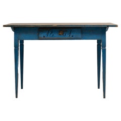 Antique 19th Century Blue Swedish Gustavian Style Country Desk
