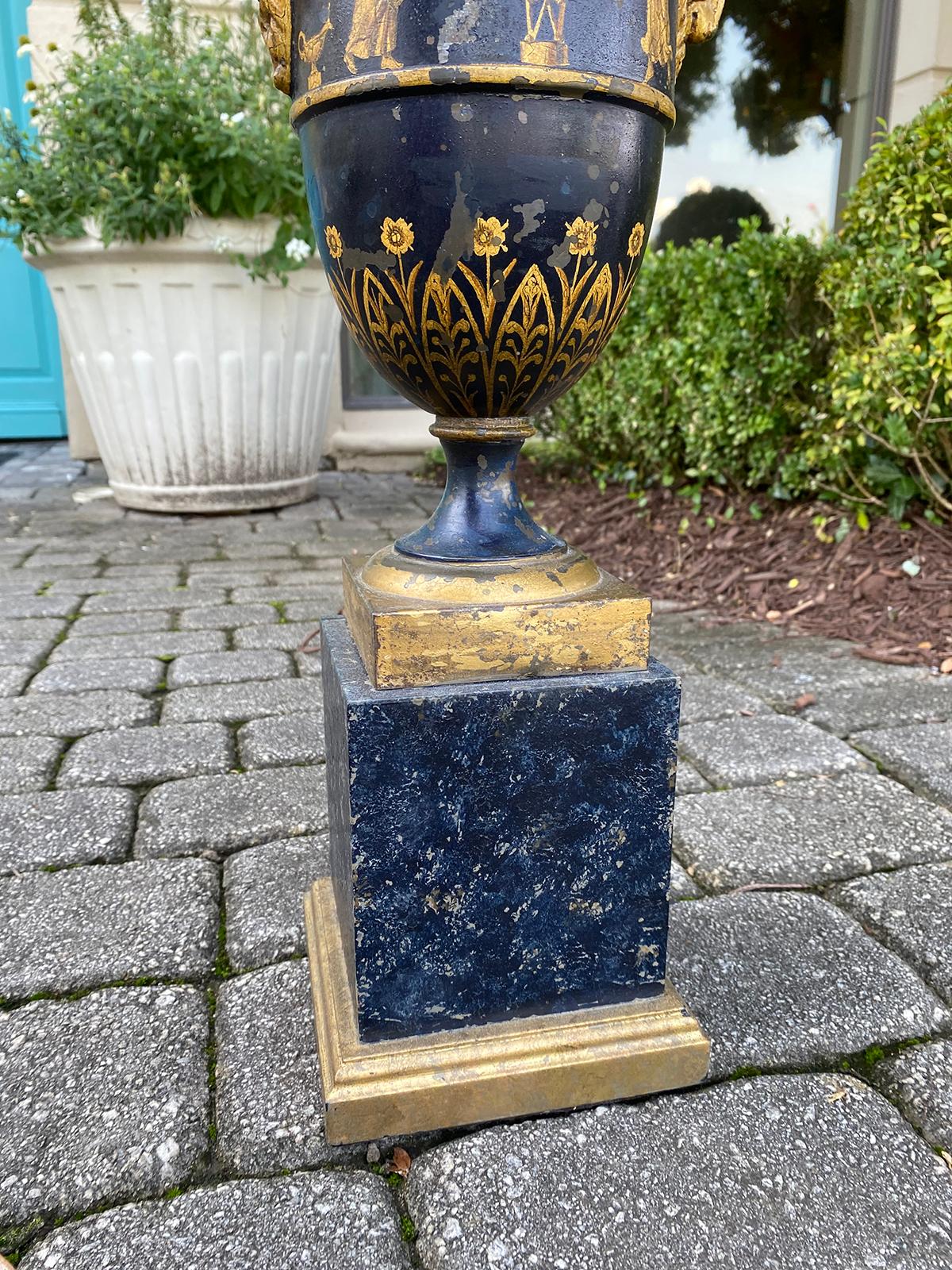 19th Century Blue Tole Lamp, Original Finish 10