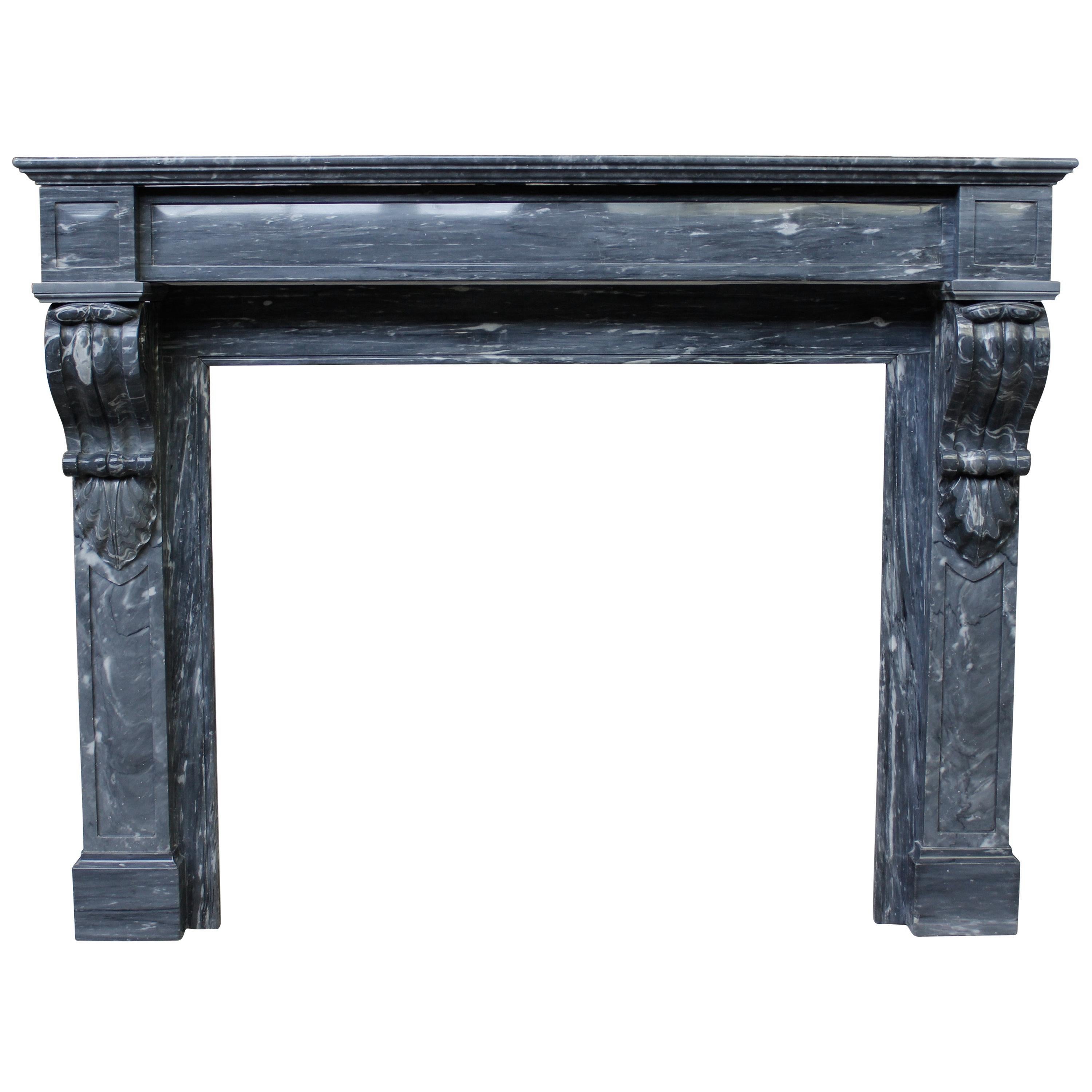 19th Century Blue Turquin Marble Fireplace Mantle