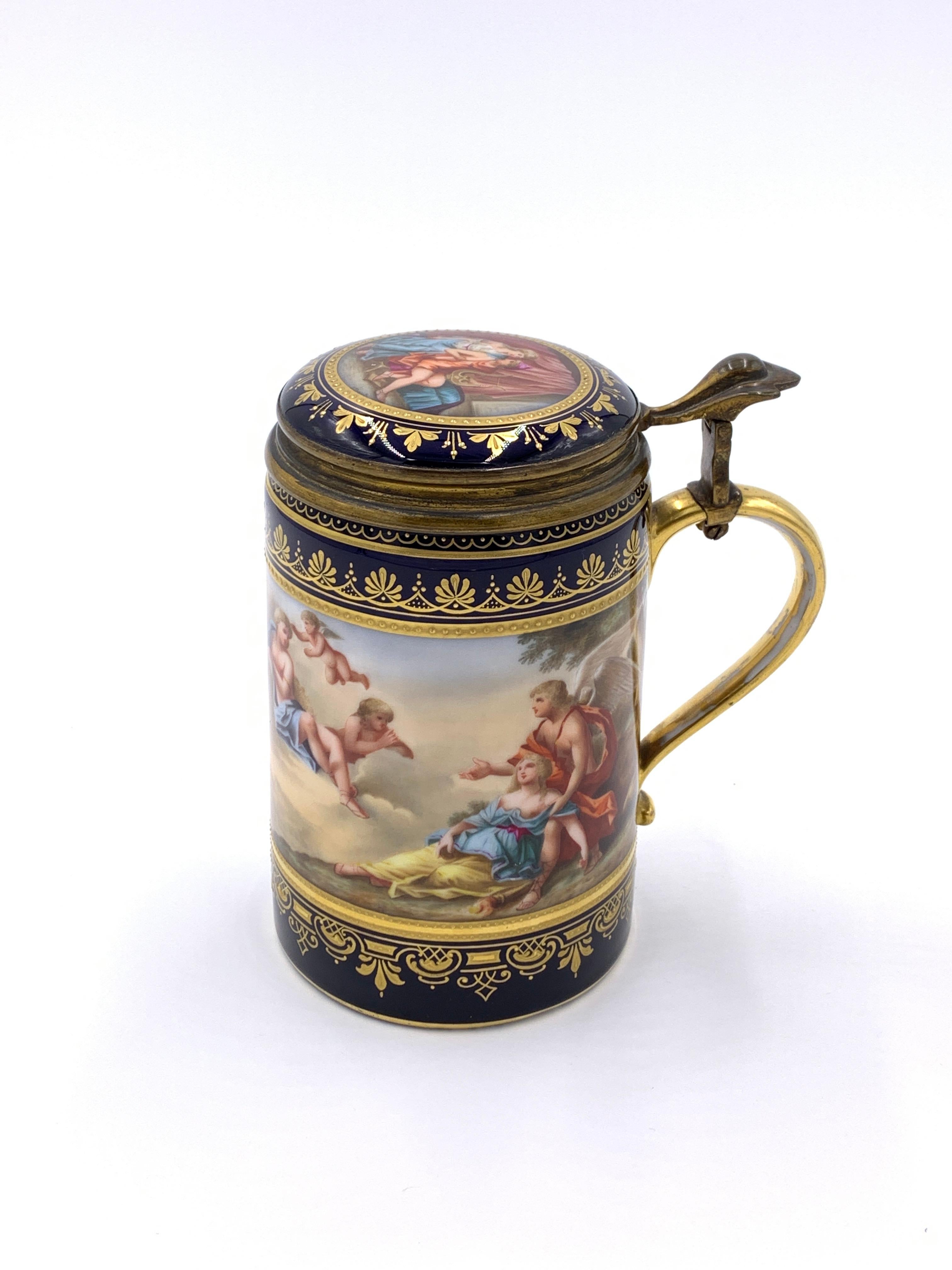 19th Century Blue Vienna Tankard with Lid In Good Condition In London, GB
