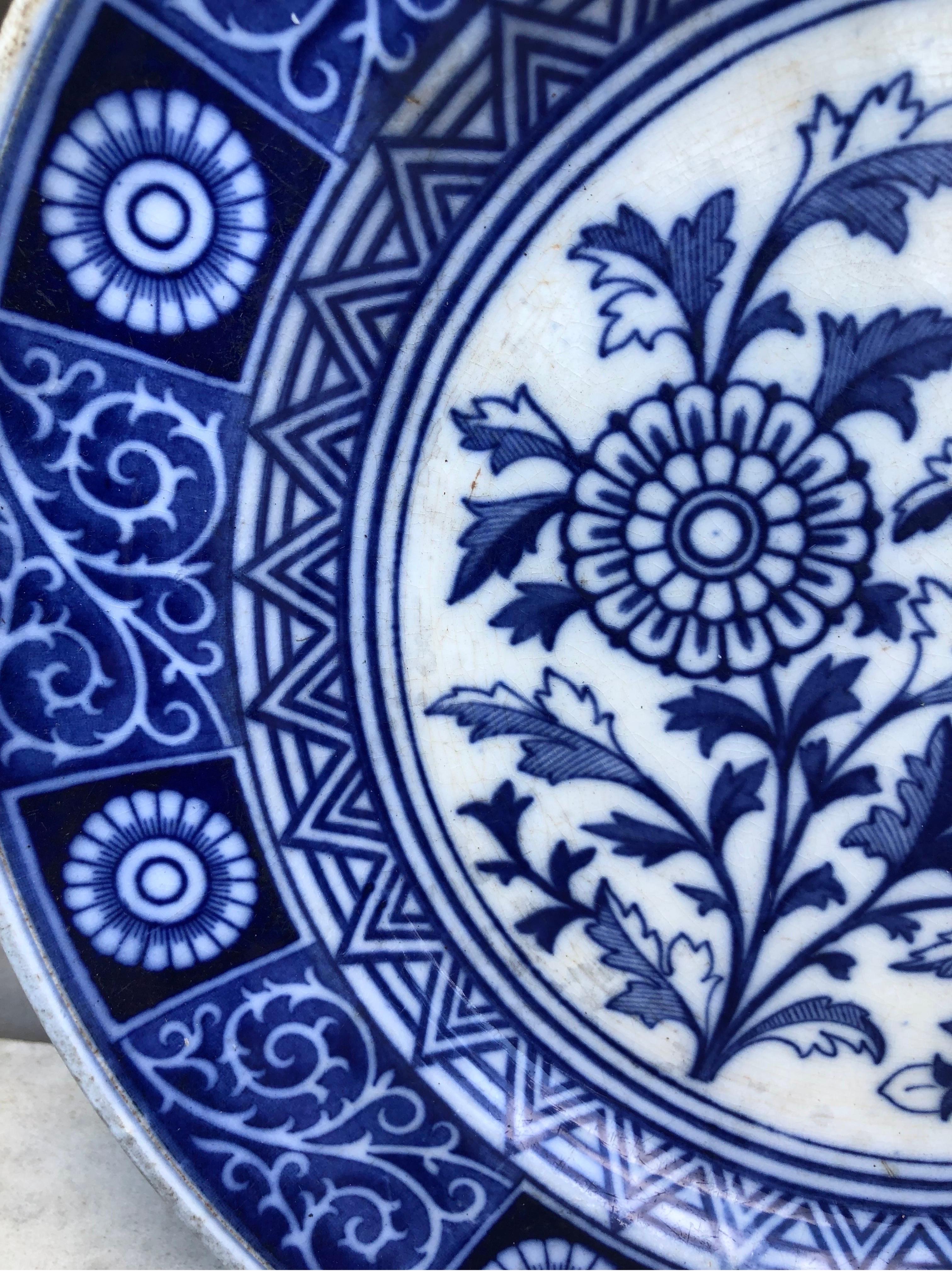 Mouvement esthétique Plateau marguerite bleu et blanc Minton du 19ème siècle en vente