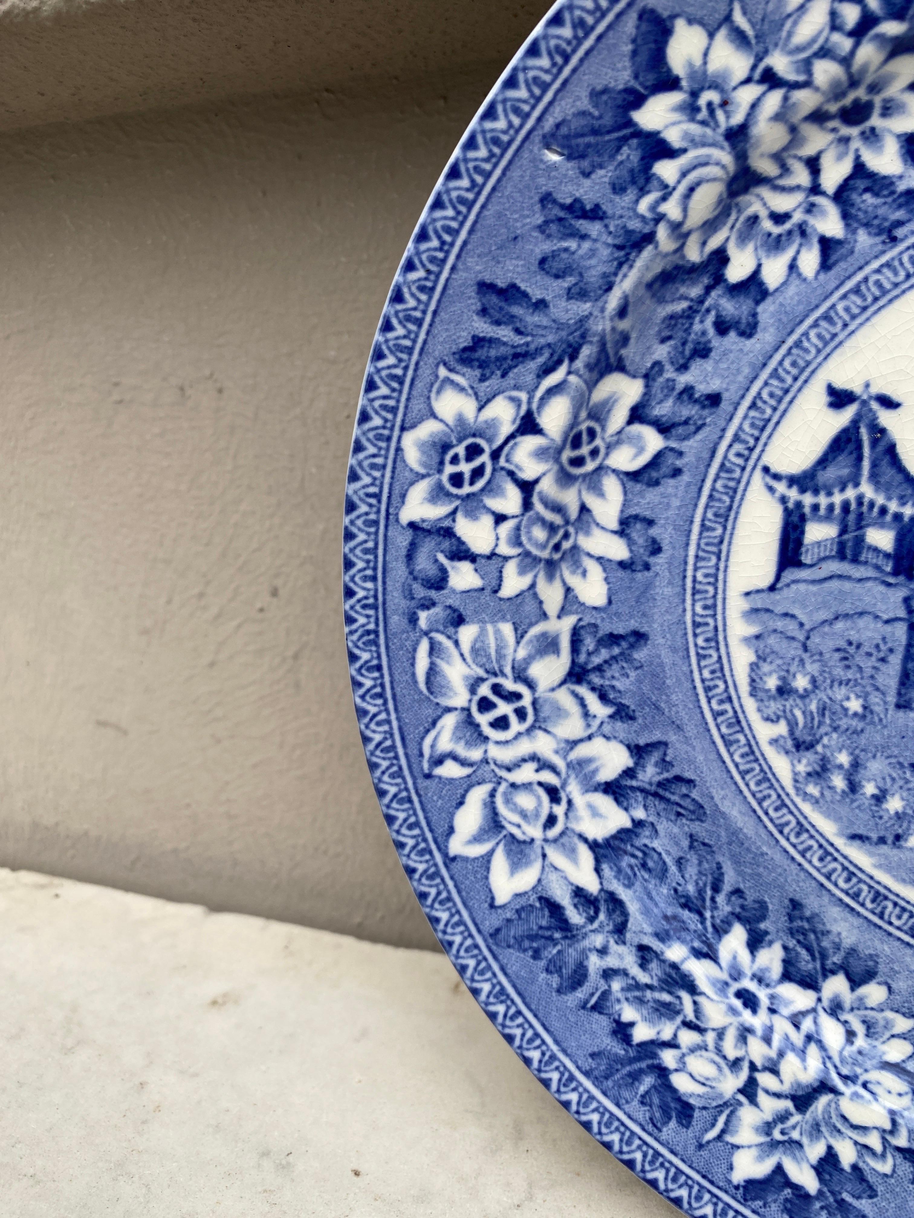 English blue & white plate signed Burslem.
1780 pattern Pagoda/elephant.
End of 19th century.

