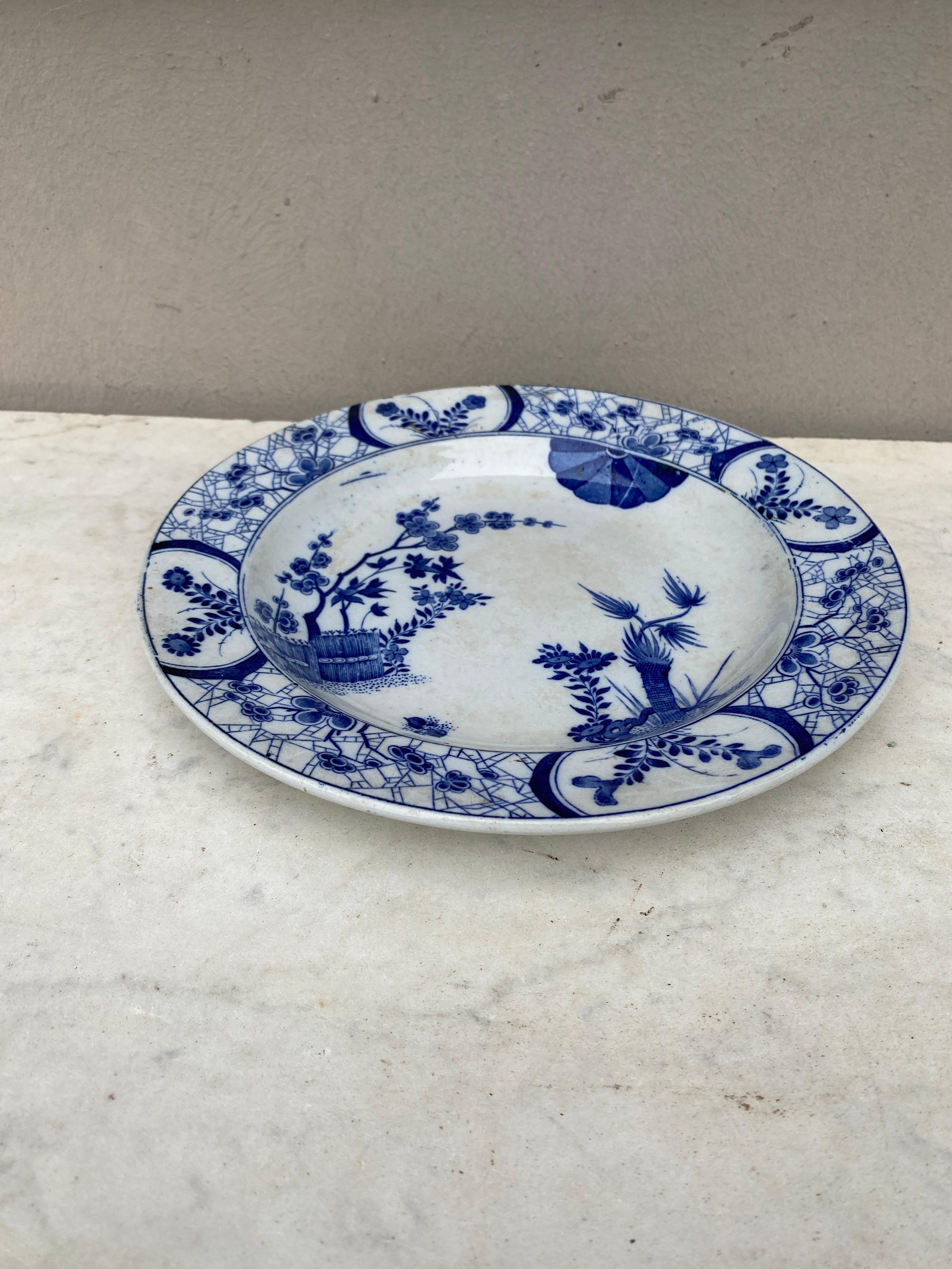 19th Century Blue & White Plate signed Japon Creil & Montereau.