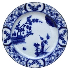 Used 19th Century Blue & White Plate Japon Creil & Montereau