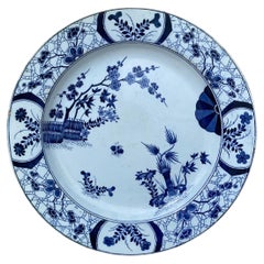 Antique 19th Century Blue & White Platter Japon Creil & Montereau