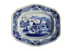 19th Century Blue & White Transferware Platter 
“India Temple” pattern