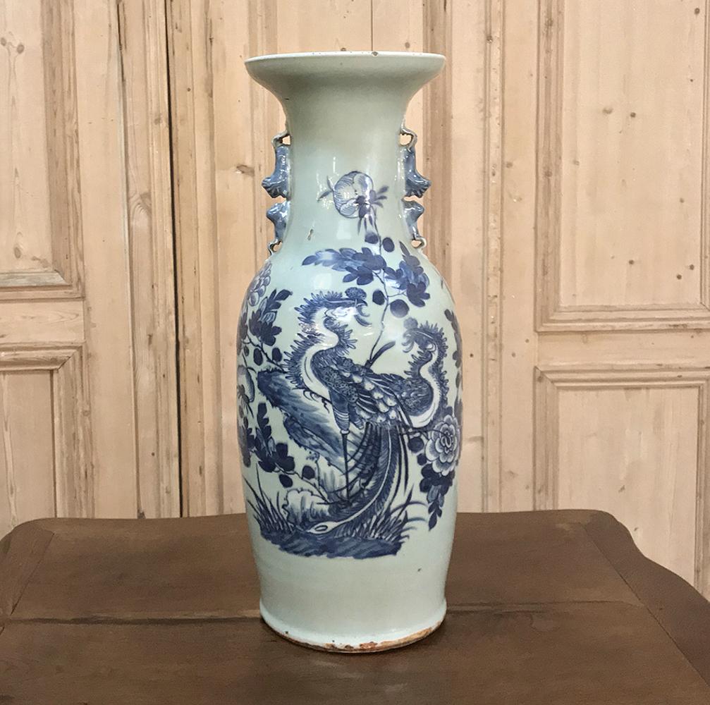 Chinese 19th Century Blue & White Vase For Sale